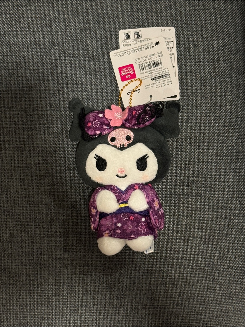 Sanrio Kuromi Plush Keychain in Purple Floral Kimono Japan Edition